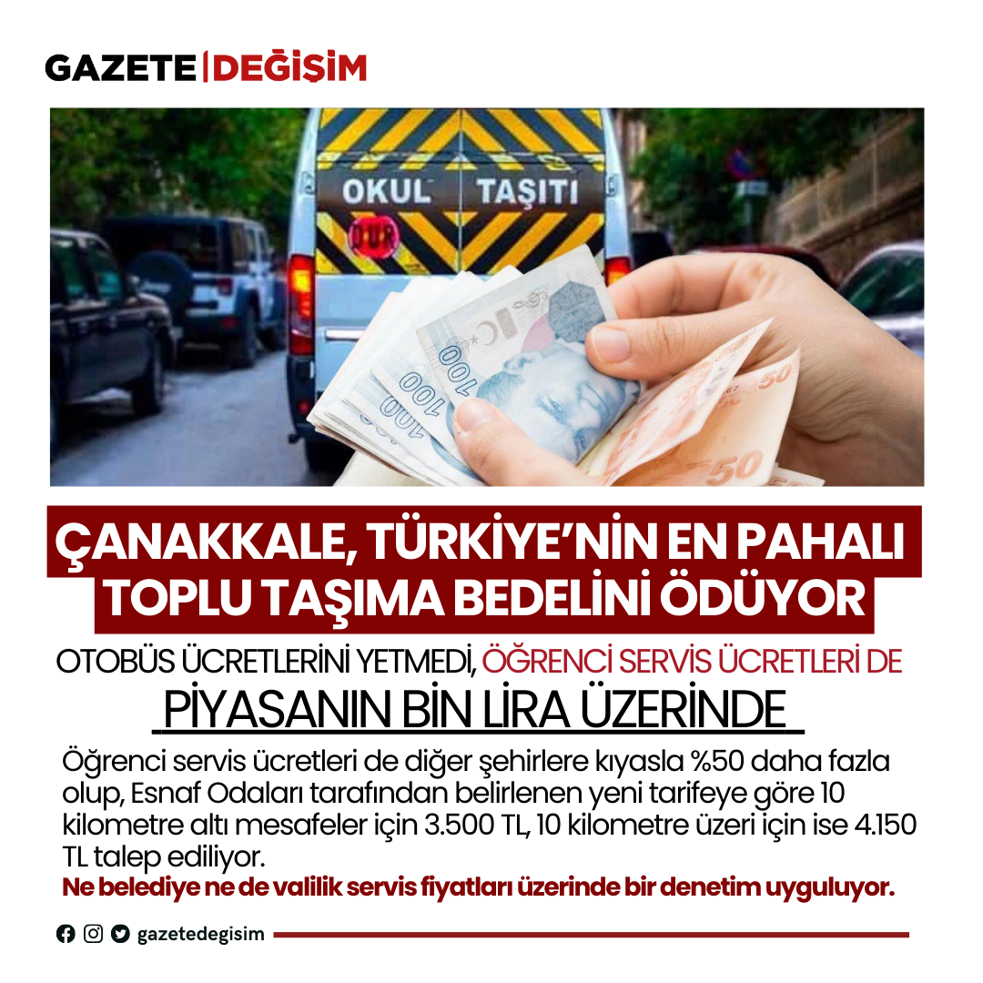 Çanakkale, Türkiye’nin En Pahalı Toplu Taşıma Şehri Oldu