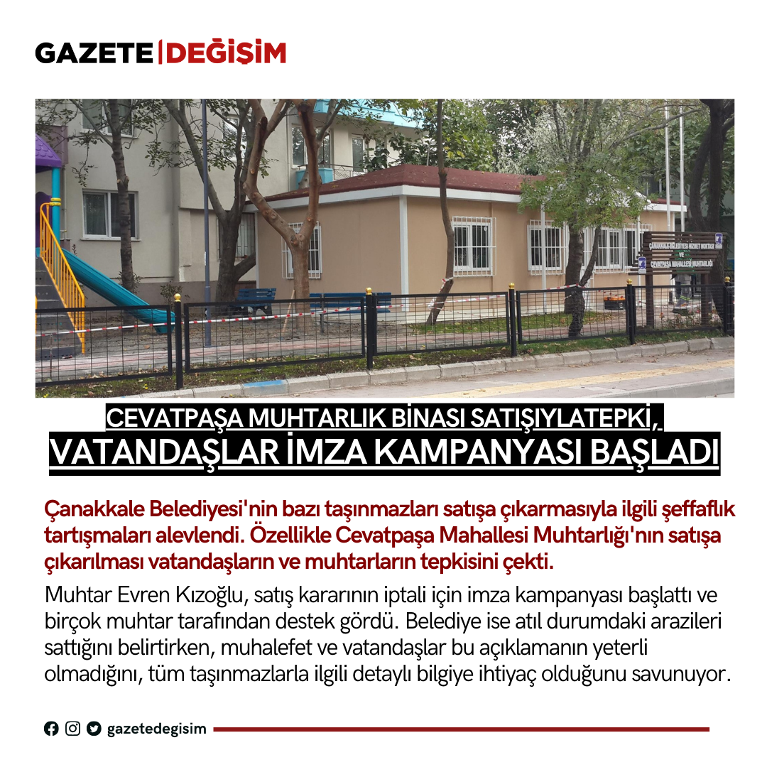 Cevatpaşa Muhtarlık Binası Satışına Tepki, Vatandaşlar İmza Kampanyası Başladı