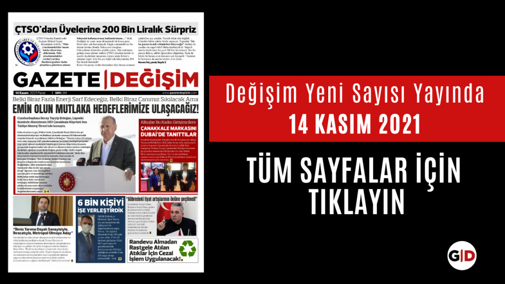 Değişim Gazetesi 14 Kasım 2021 Tarihli Manşeti