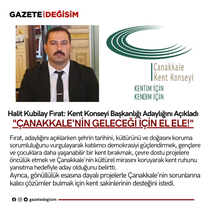 Halit Kubilay Fırat, Kent Konseyi Başkanlığı Adaylığını Açıkladı